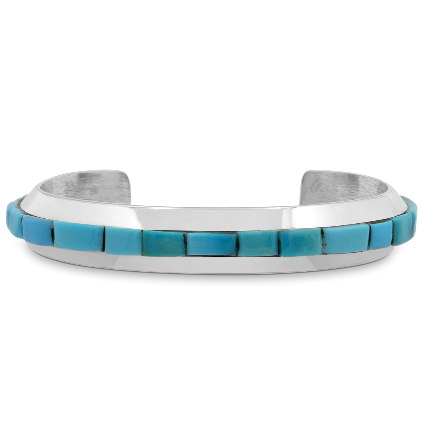 Vida Krick Sterling Silver & Turquoise Cobble Pattern Navajo Bracelet