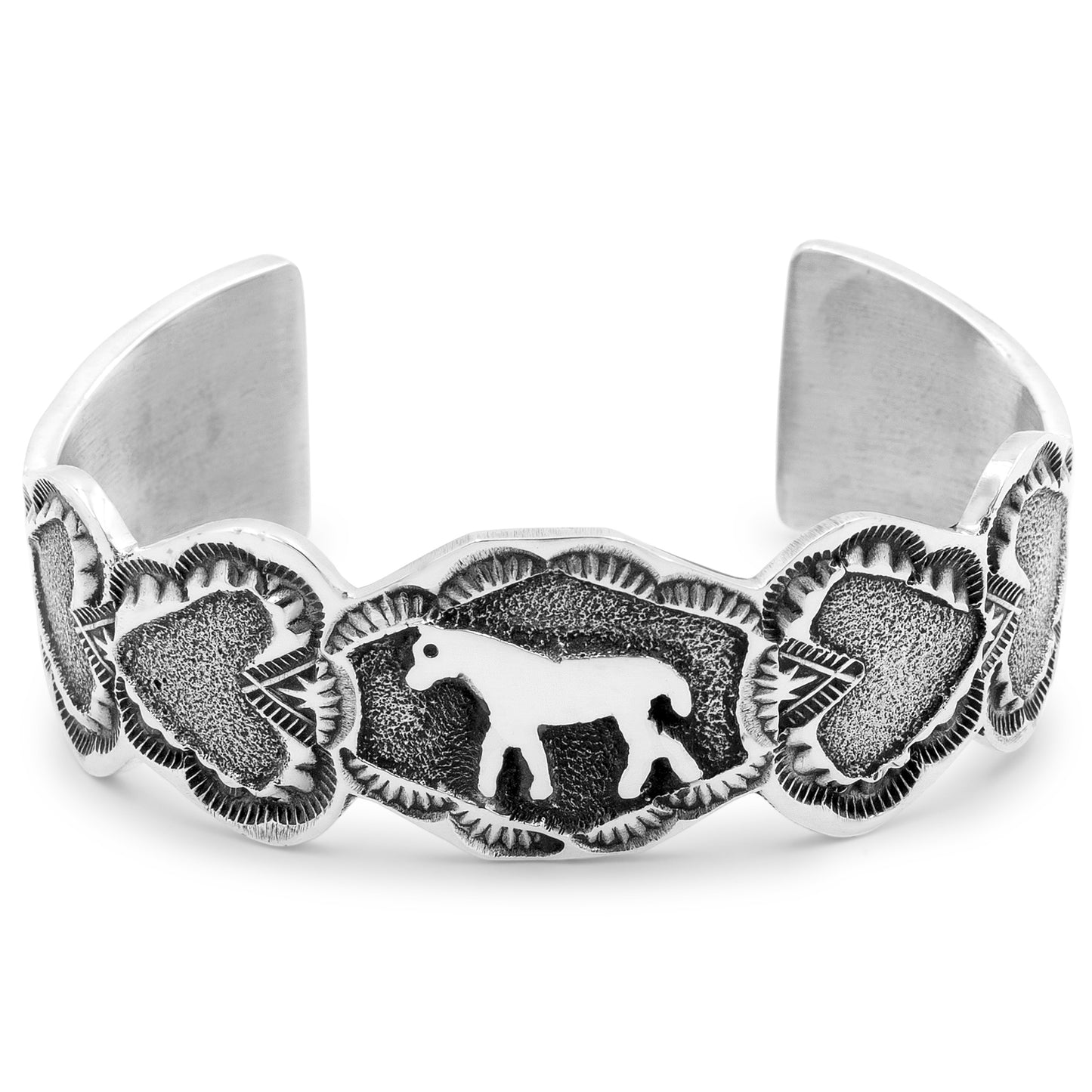 Donovan Kinsel Sterling Silver Horse & Hearts Navajo Bracelet