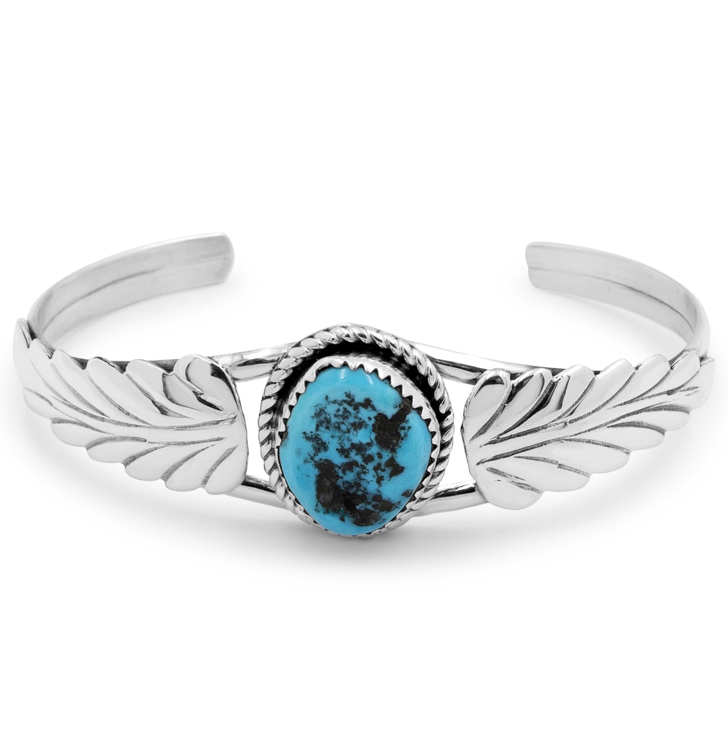David Morris Sterling Silver & Sleeping Beauty Turquoise Navajo Bracelet