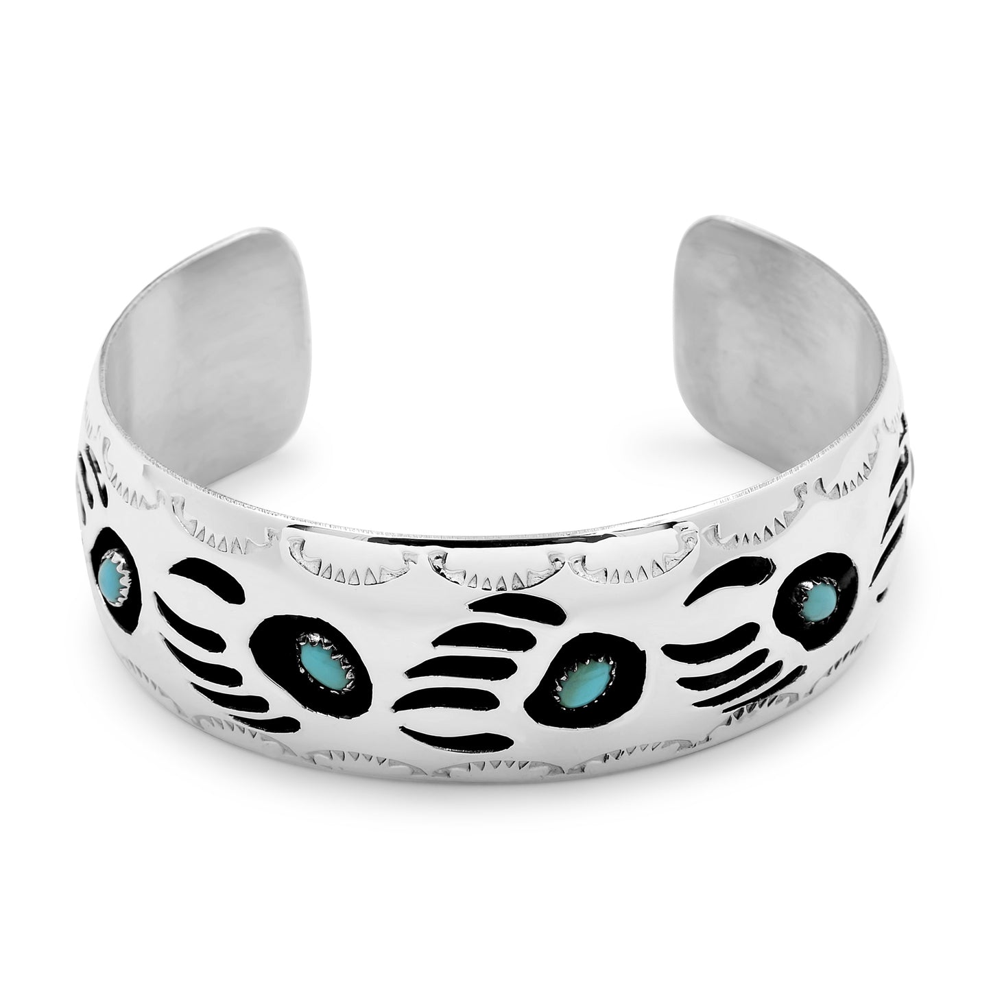 Pearlene Talley Sterling Silver & Turquoise Bear Paws Navajo Bracelet