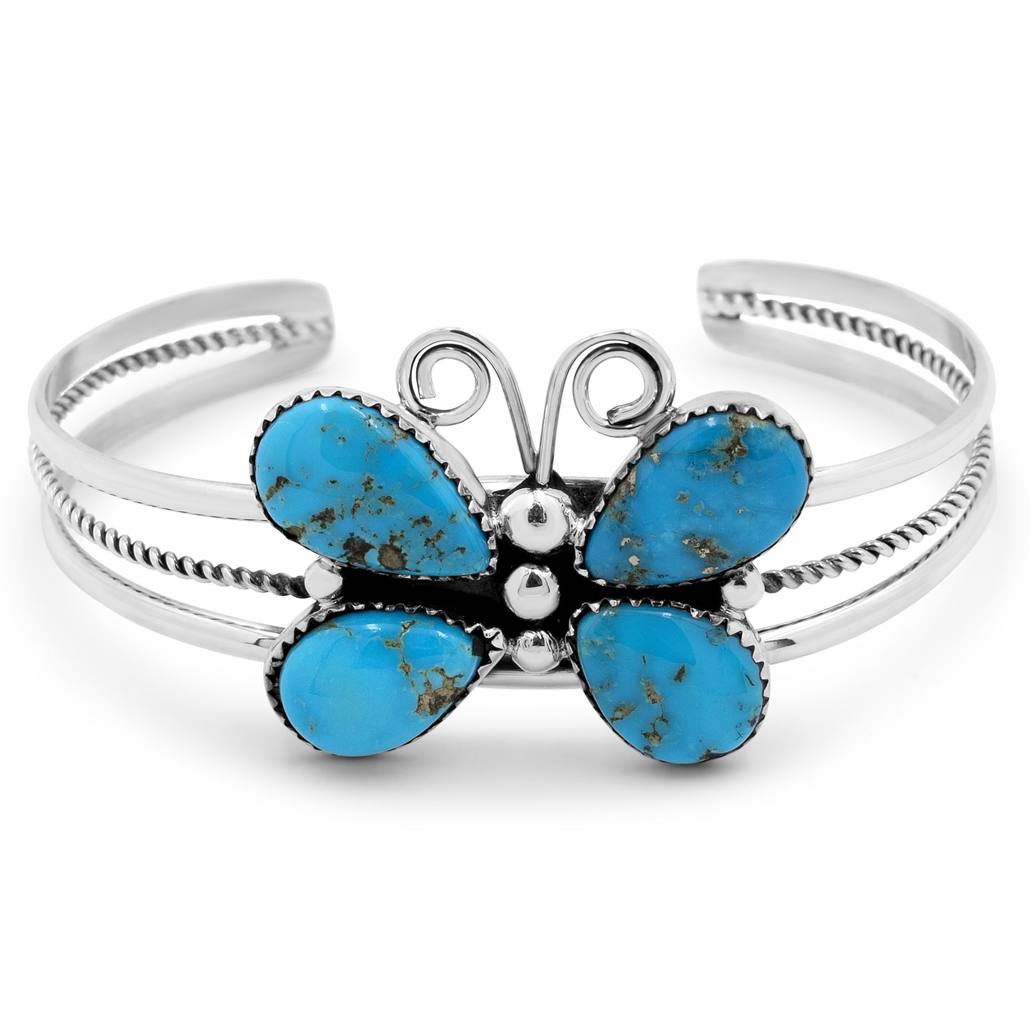 Marcus Gishal Sterling Silver & Turquoise Butterfly Navajo Bracelet