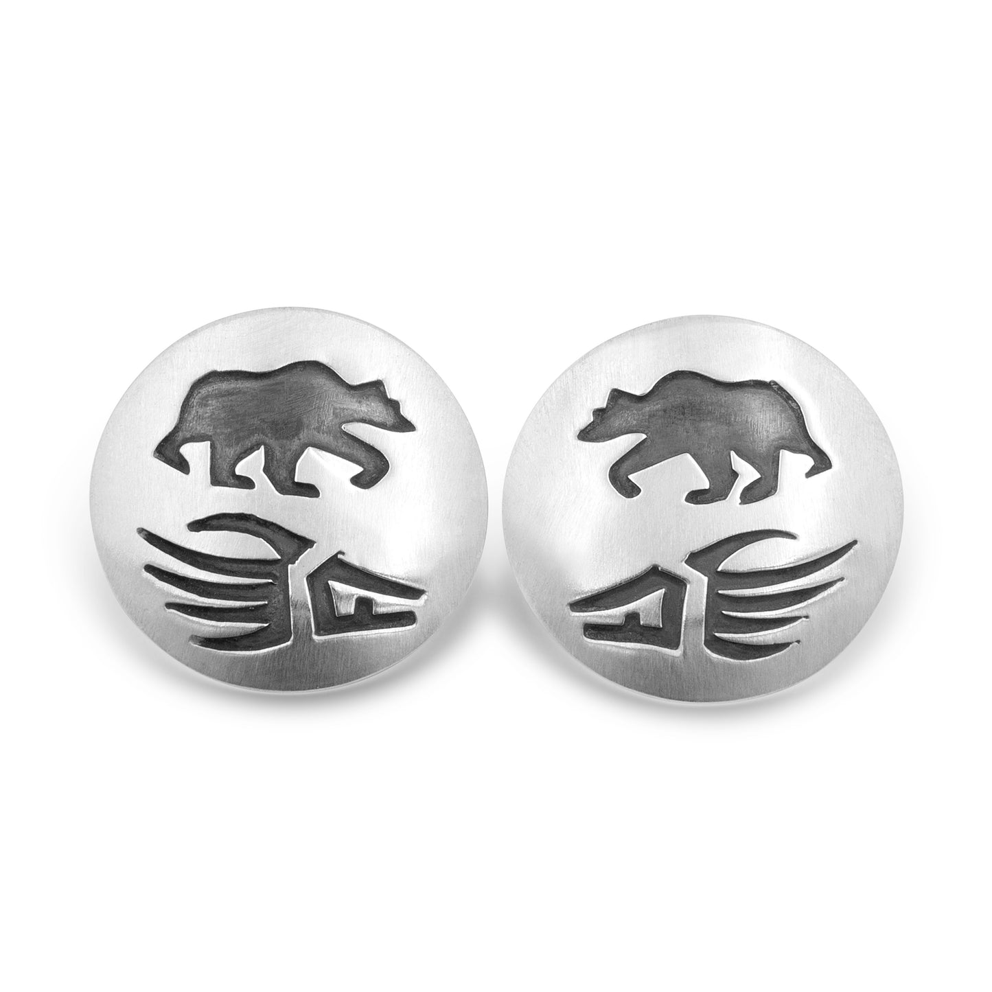 Lester Gene Sterling Silver Bear Navajo Earrings