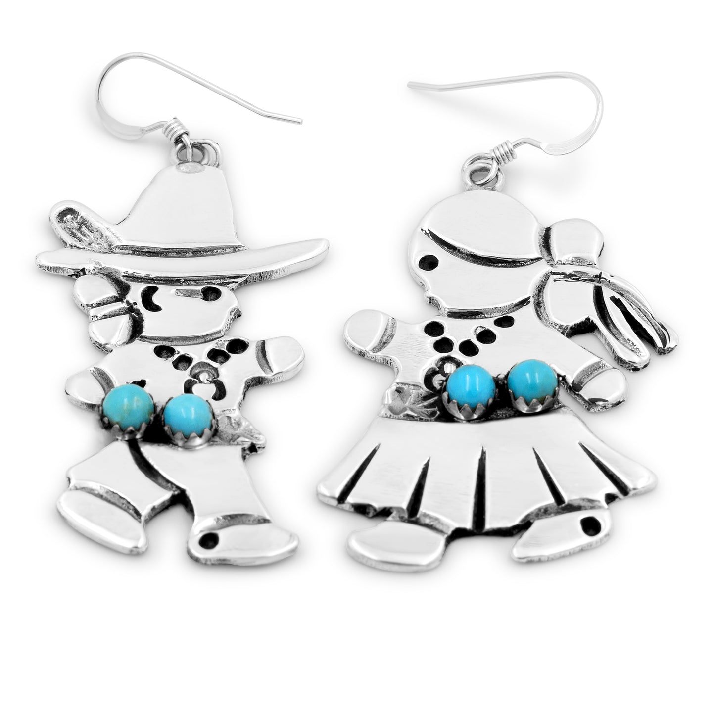 Robby Manuelito Sterling Silver & Turquoise Navajo Man & Women Earring Set
