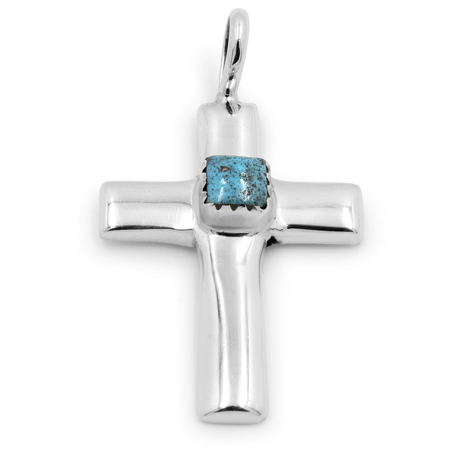 Pauline Nelson Sterling Silver & Turquoise Cross Navajo Pendant