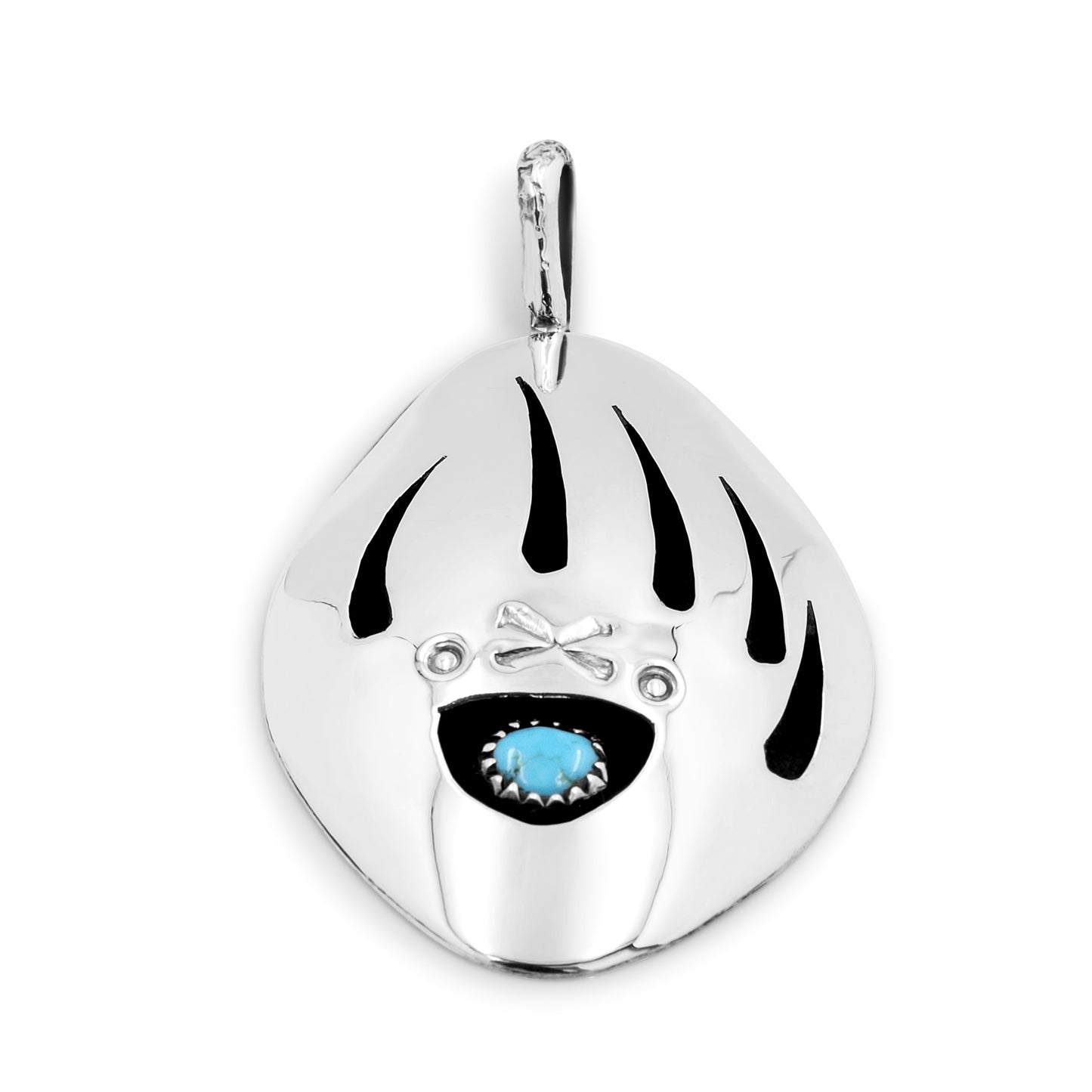 Ervin Begay Sterling Silver & Turquoise Bear Paw Navajo Pendant