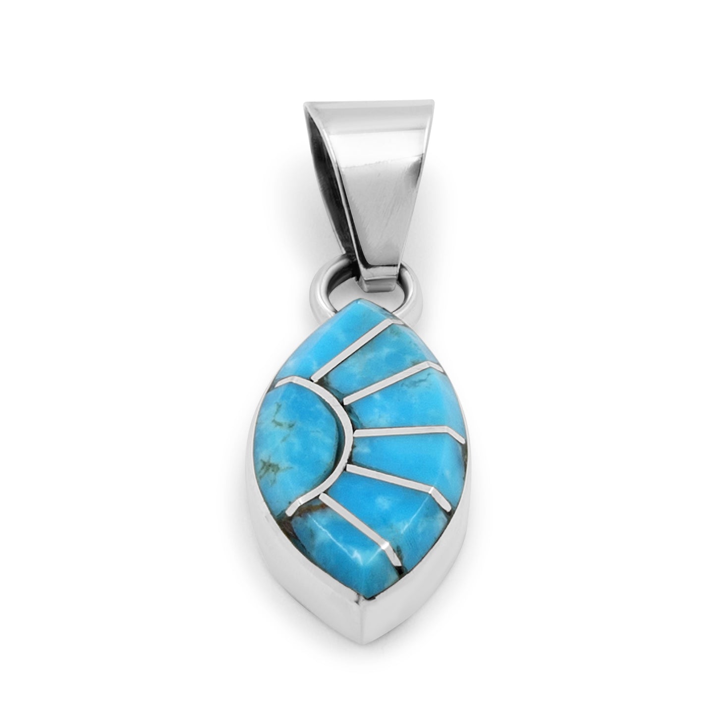 Sterling Silver & Turquoise Inlaid Zuni Pendant