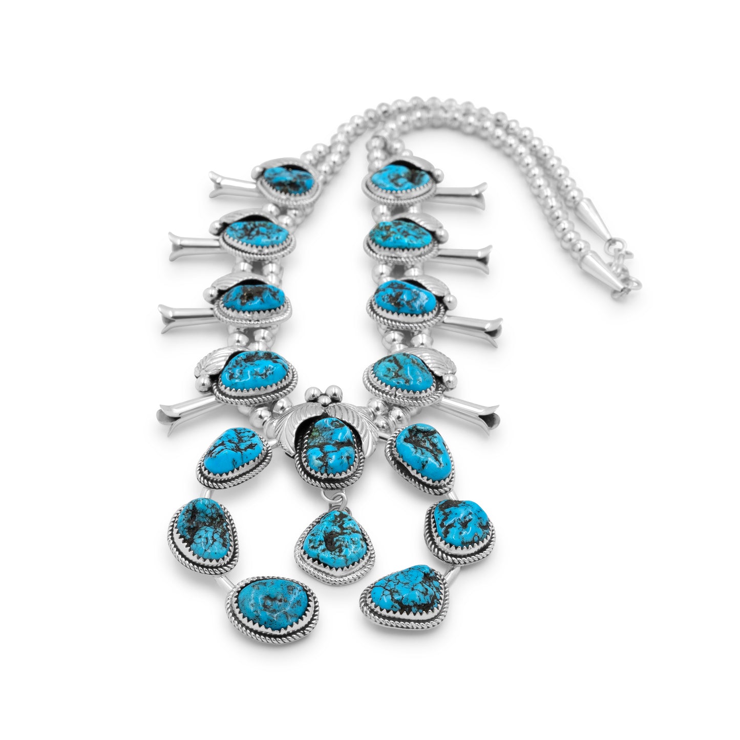 Sterling Silver & Turquoise Squash Blossom Necklace