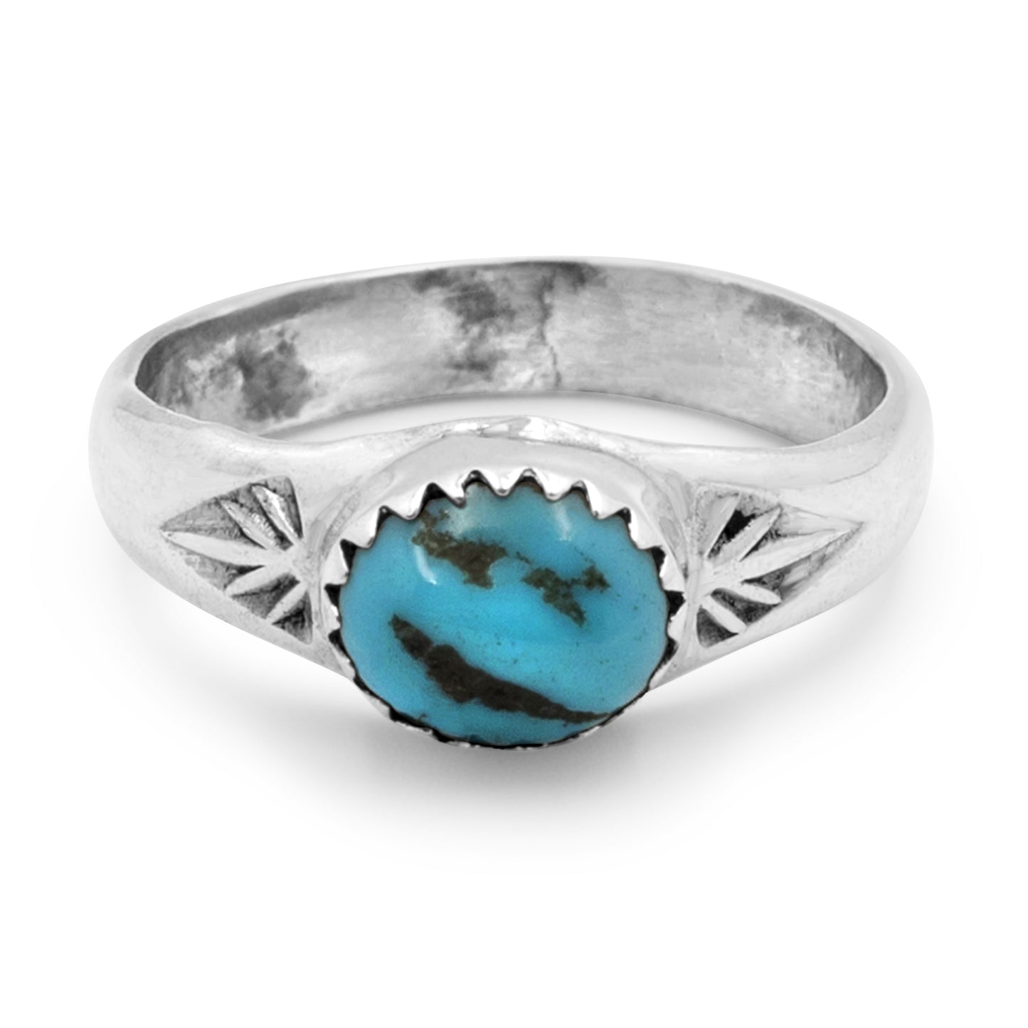 Pauline Nelson Sterling Silver & Turquoise Navajo Ring with Free Form Stone