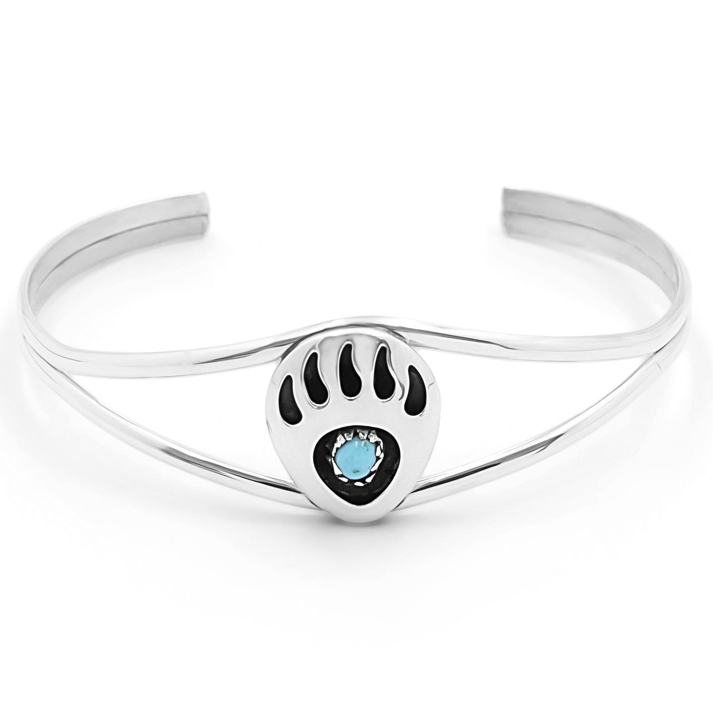 Judy Lincoln Sterling Silver & Turquoise Bear Paw Navajo Bracelet