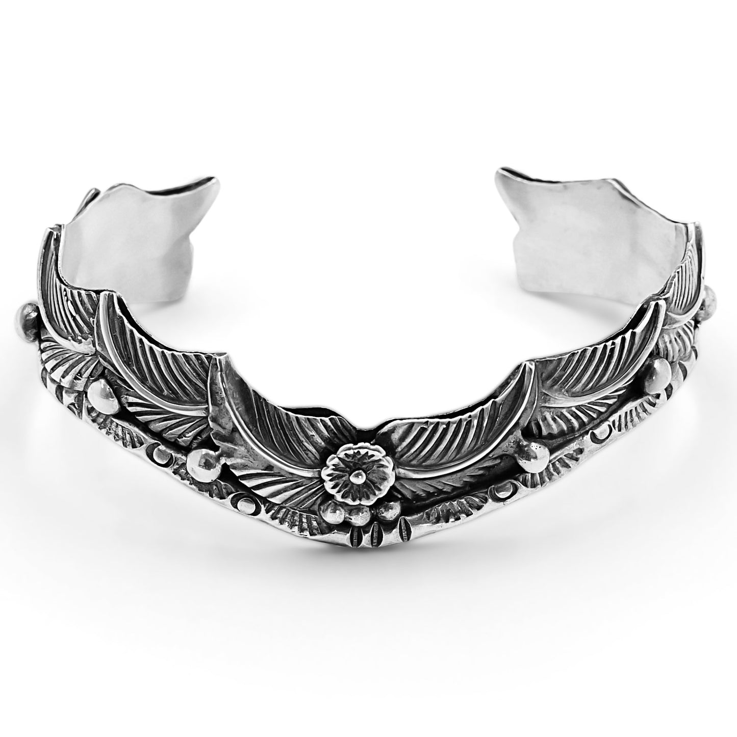 David Morris Sterling Silver Leaf Navajo Bracelet