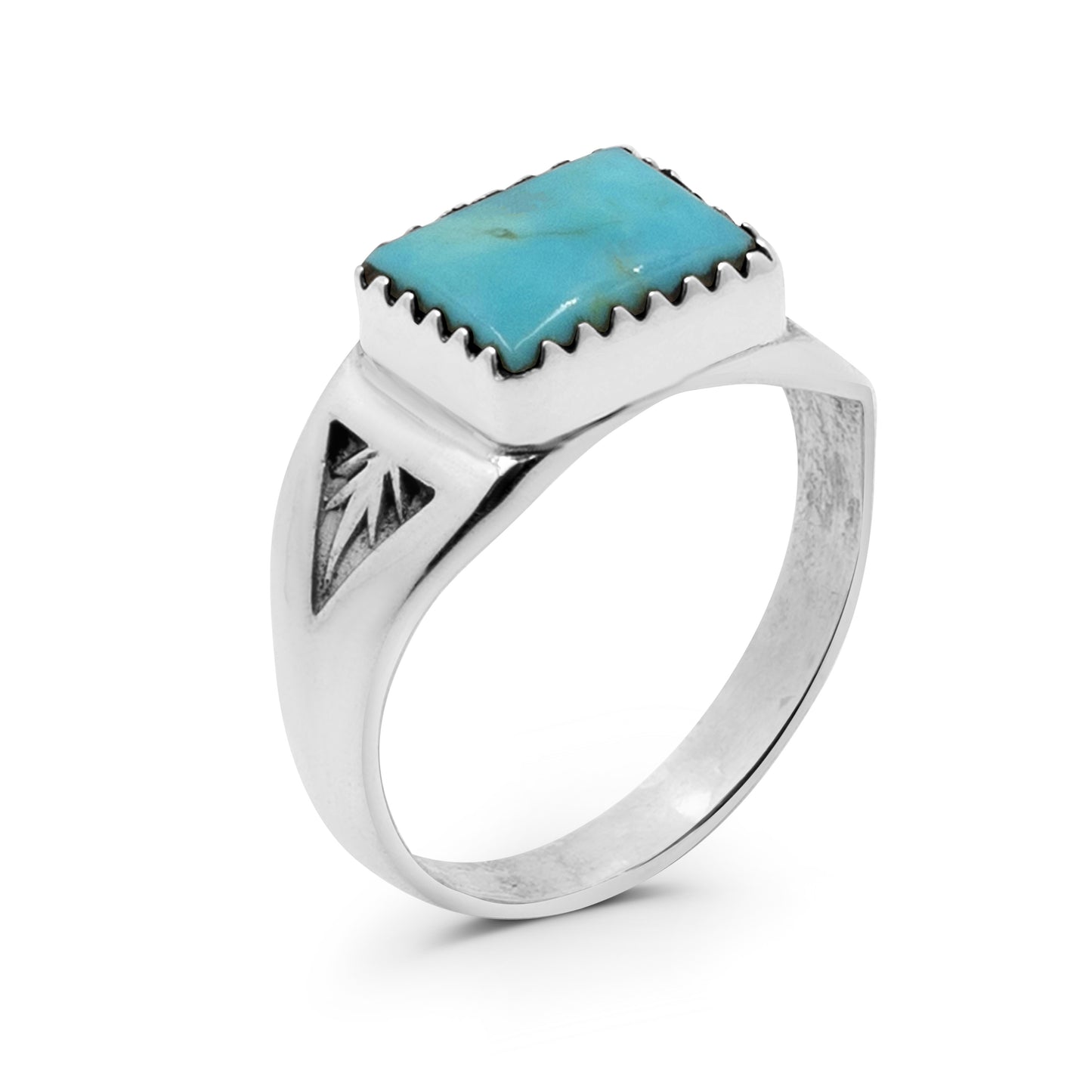 Pauline Nelson Sterling Silver & Turquoise Navajo Ring with Rectangular Stone