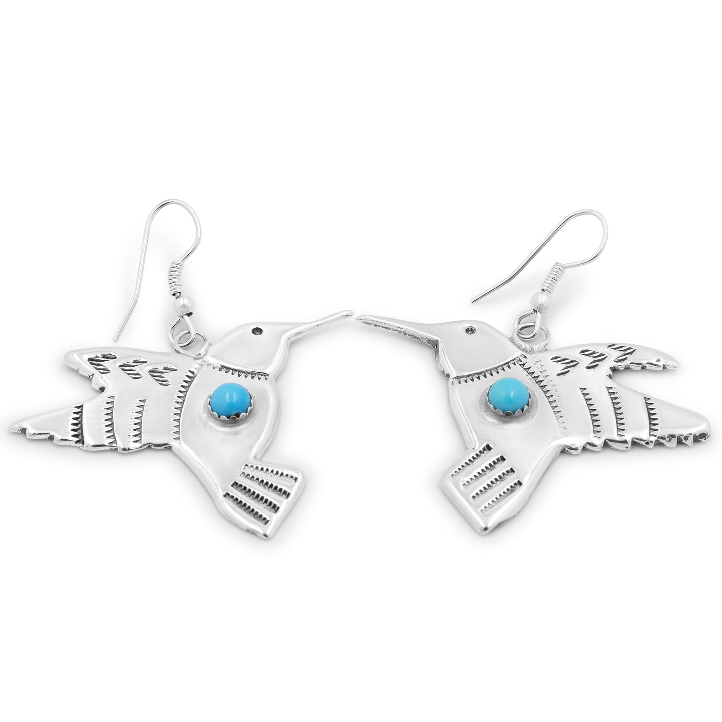 Tanya Yazzie Sterling Silver & Turquoise Hummingbird Navajo Earrings