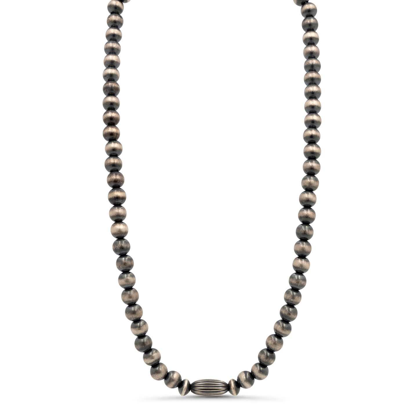 Valaire Johnson Sterling Silver Navajo Pearl Necklace with Melon Bead