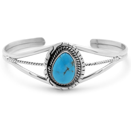 Sterling Silver & Turquoise Bracelet with Large Kingman Stone