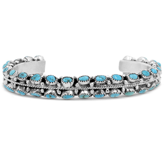 Sterling Silver & Turquoise Bracelet with Silver Drops