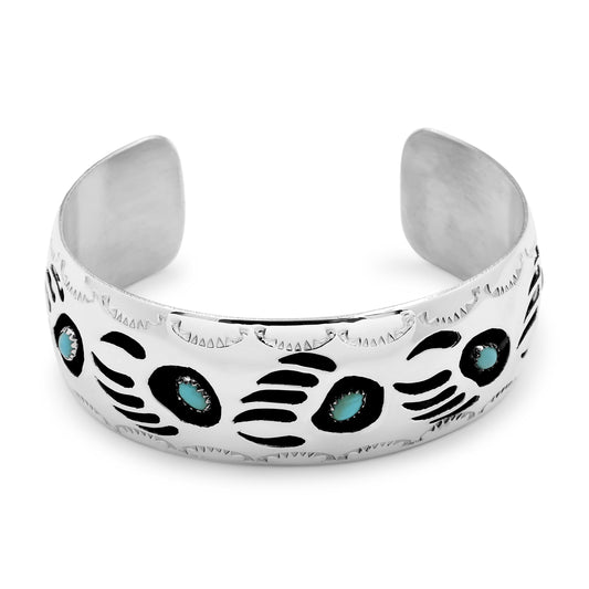 Sterling Silver & Turquoise Bear Paws Bracelet