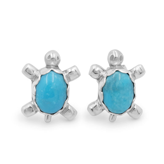 Sterling Silver & Turquoise Turtle Earrings