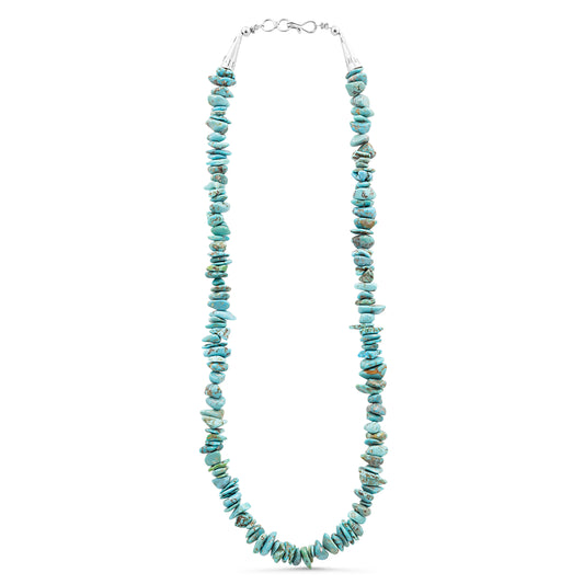 Sterling Silver & Kingman Turquoise Nugget & Cone Necklace