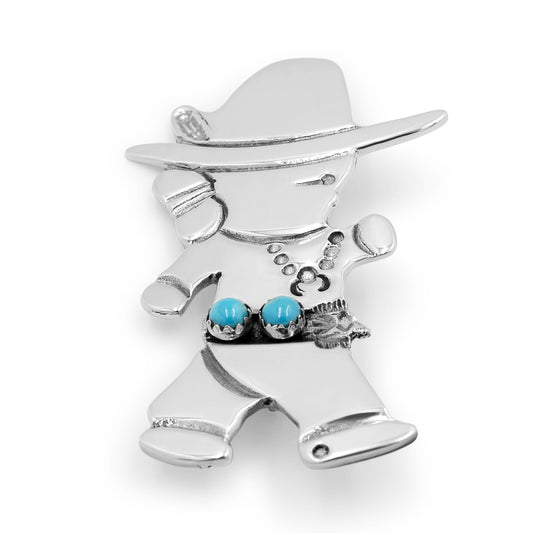 Sterling Silver & Turquoise Navajo Man Pin