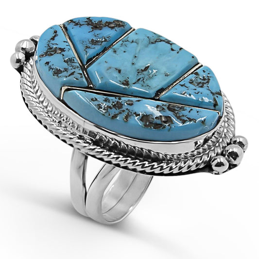 Sterling Silver & Turquoise Oval Inlaid Ring