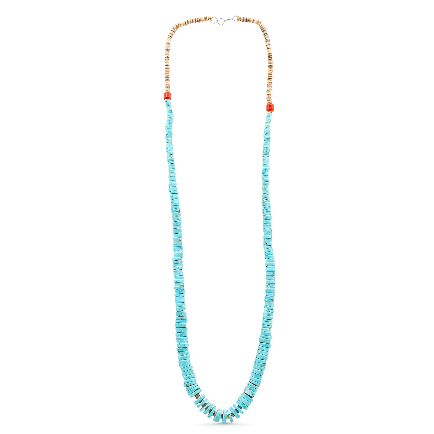 Sterling Silver & Blue Kingman Turquoise Disc Necklace